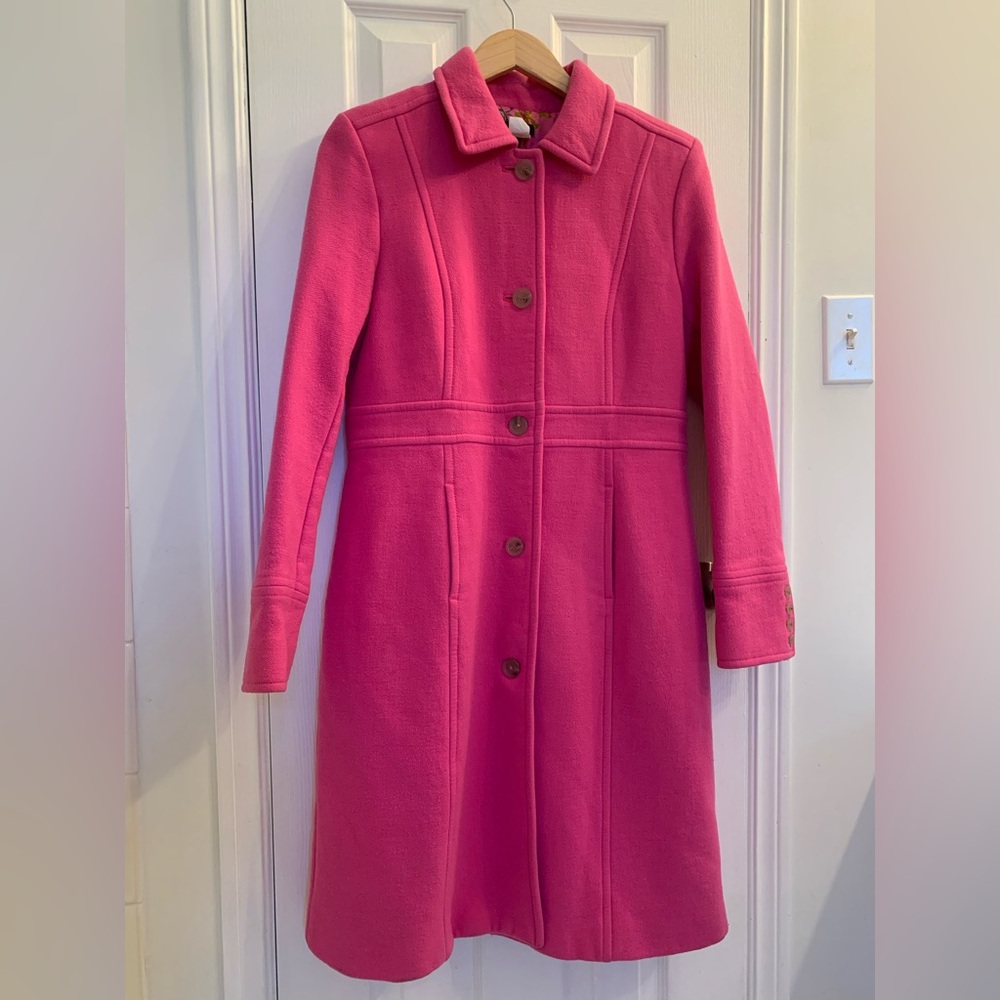 J. Crew Bright Pink Trench Coat